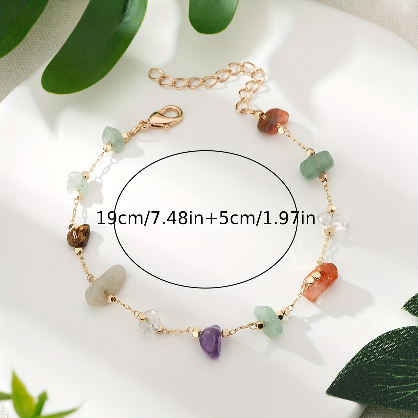Calavina | Women's colorful ankle bracelet with natural stones | Colorful