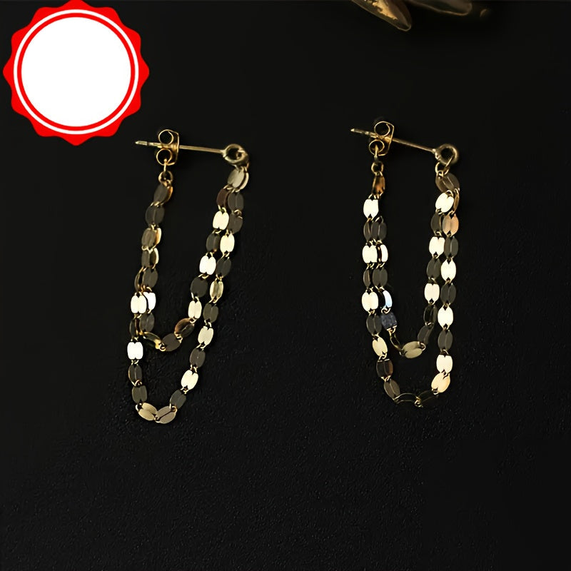 Nayla | Ladies elegant earrings with chain design | Silver