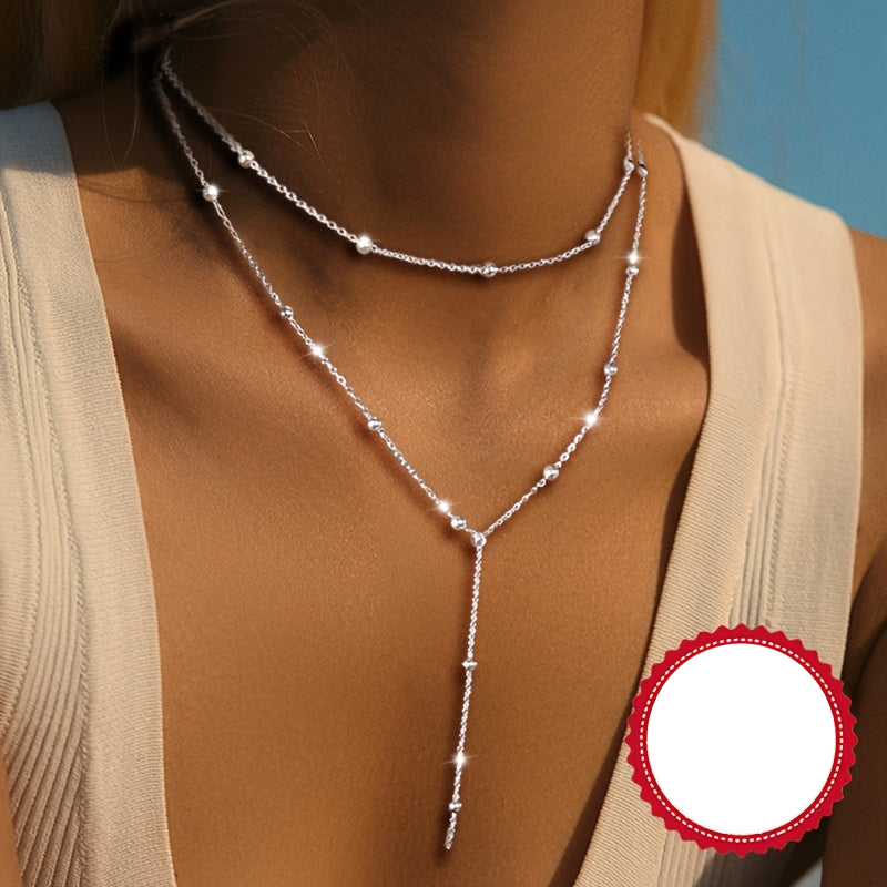 Liora | Women's elegant boho necklace with cross pendant | Silver