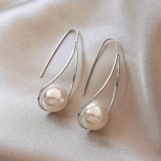 Eliora | Women's elegant pearl earrings | Silver