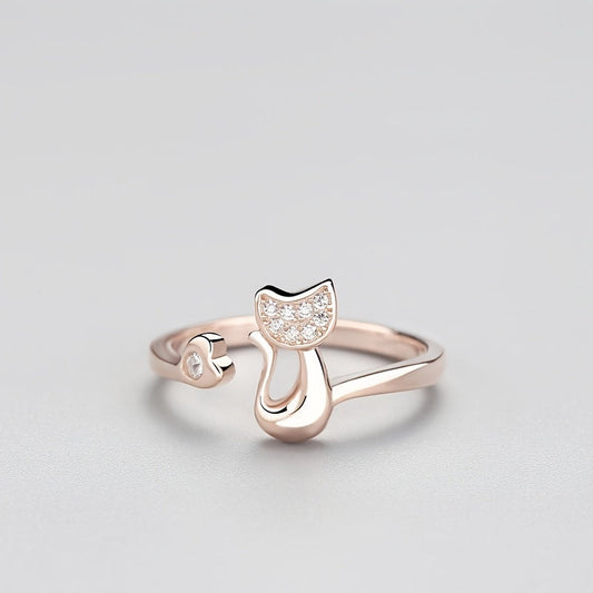Felina | Women's open ring with cute cat detail | Gold