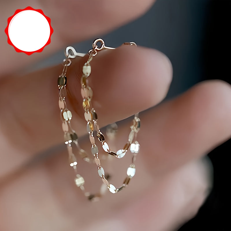 Nayla | Ladies elegant earrings with chain design | Silver