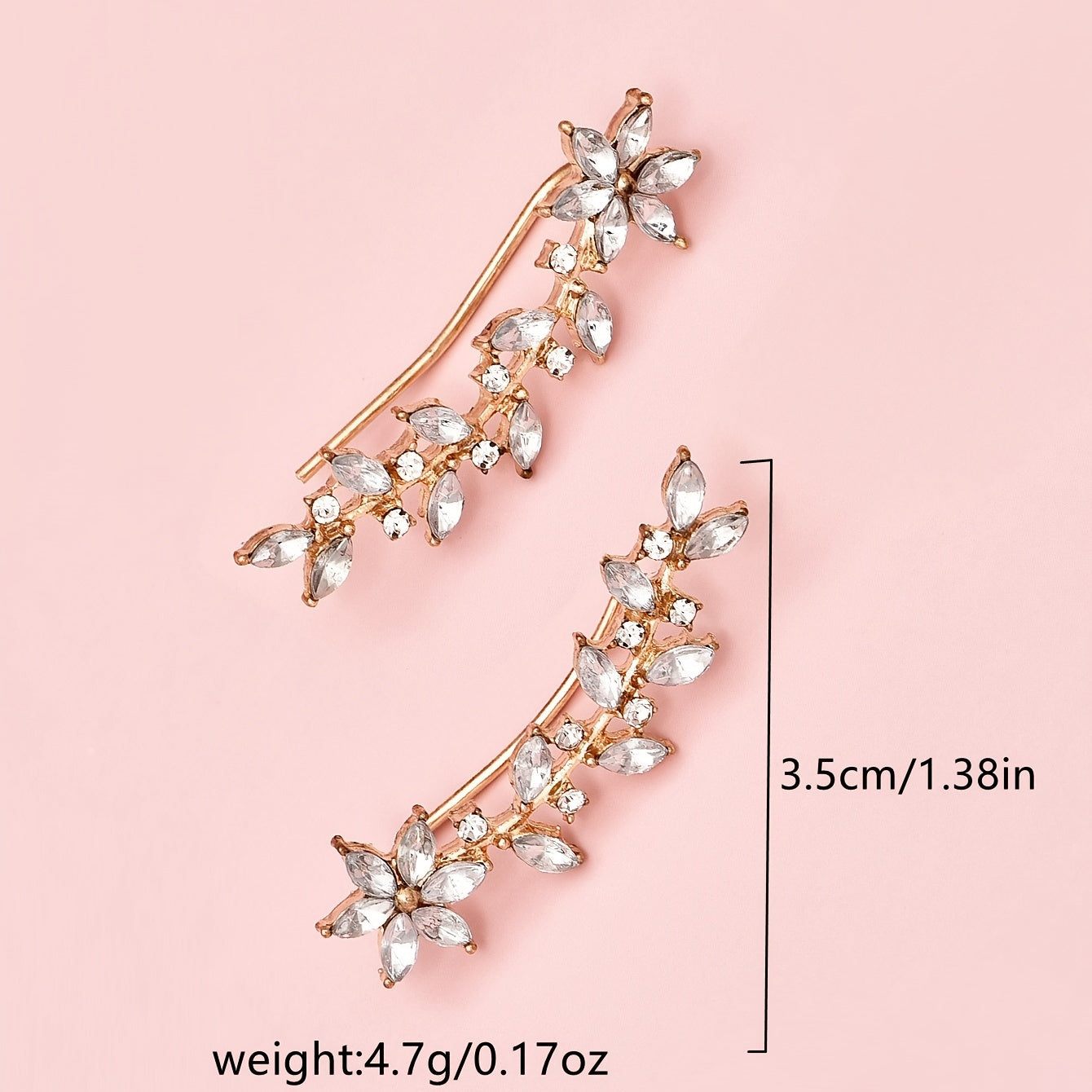 Floranya | Women's bohemian flower earrings with crystal accents | Gold