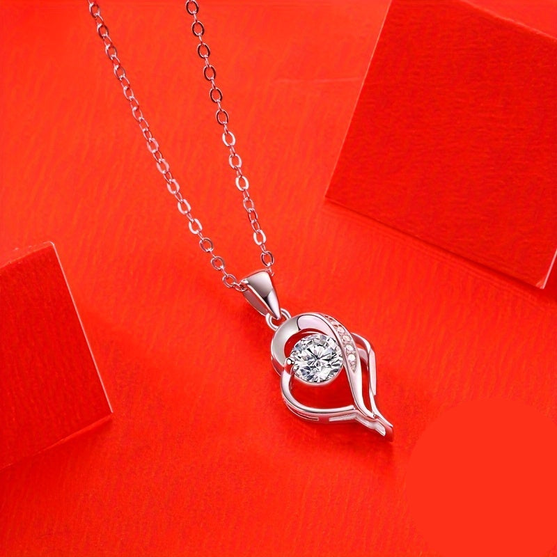Amirelle | Women's Romantic Moissanite Necklace | Silver
