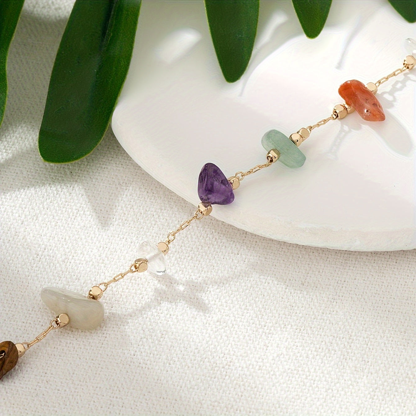 Calavina | Women's colorful ankle bracelet with natural stones | Colorful
