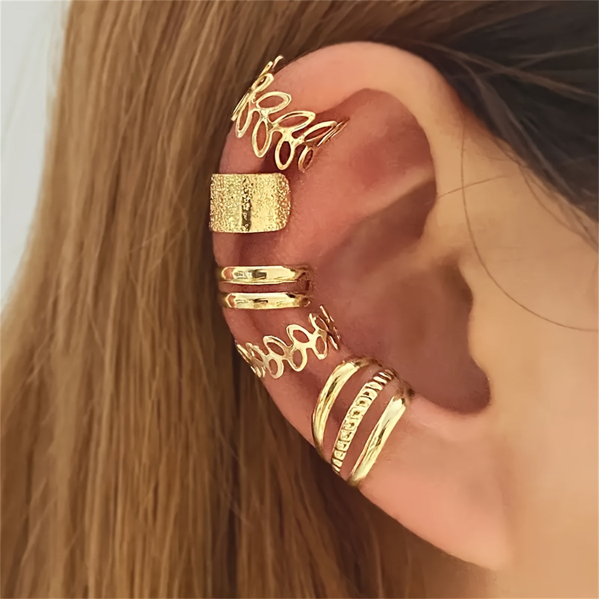 Lumina | Women's elegant ear cuff set without piercing | Gold