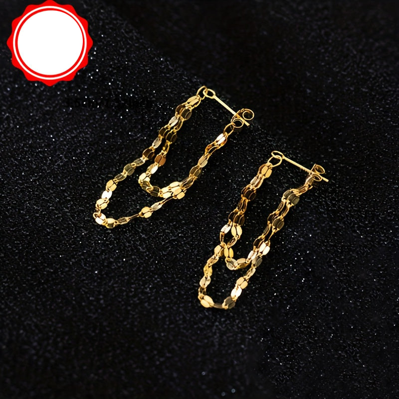Nayla | Ladies elegant earrings with chain design | Silver