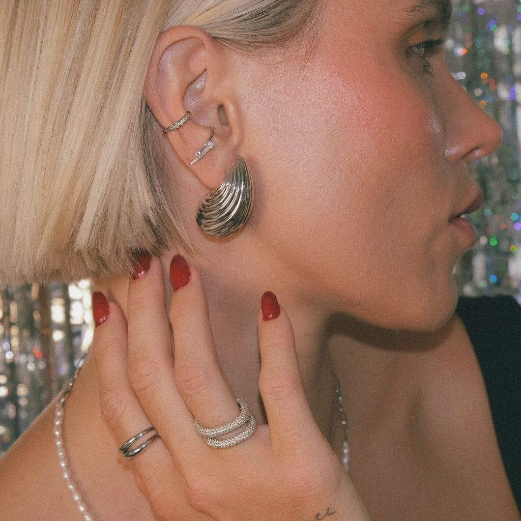 Aria - Gold Ribbed Earrings