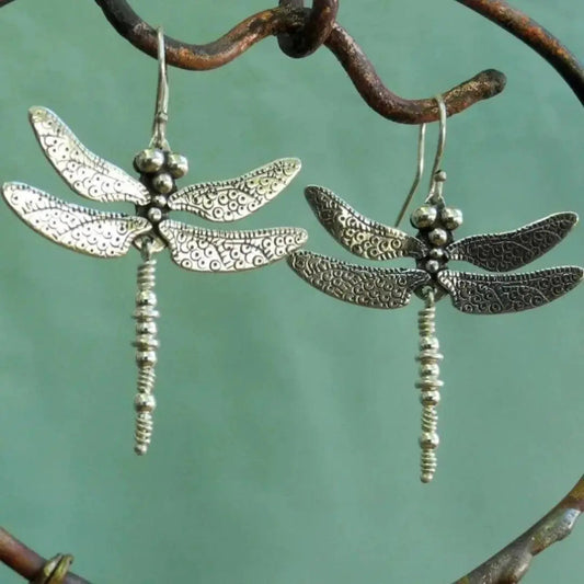Sterling Silver Vintage Dragonfly Earrings