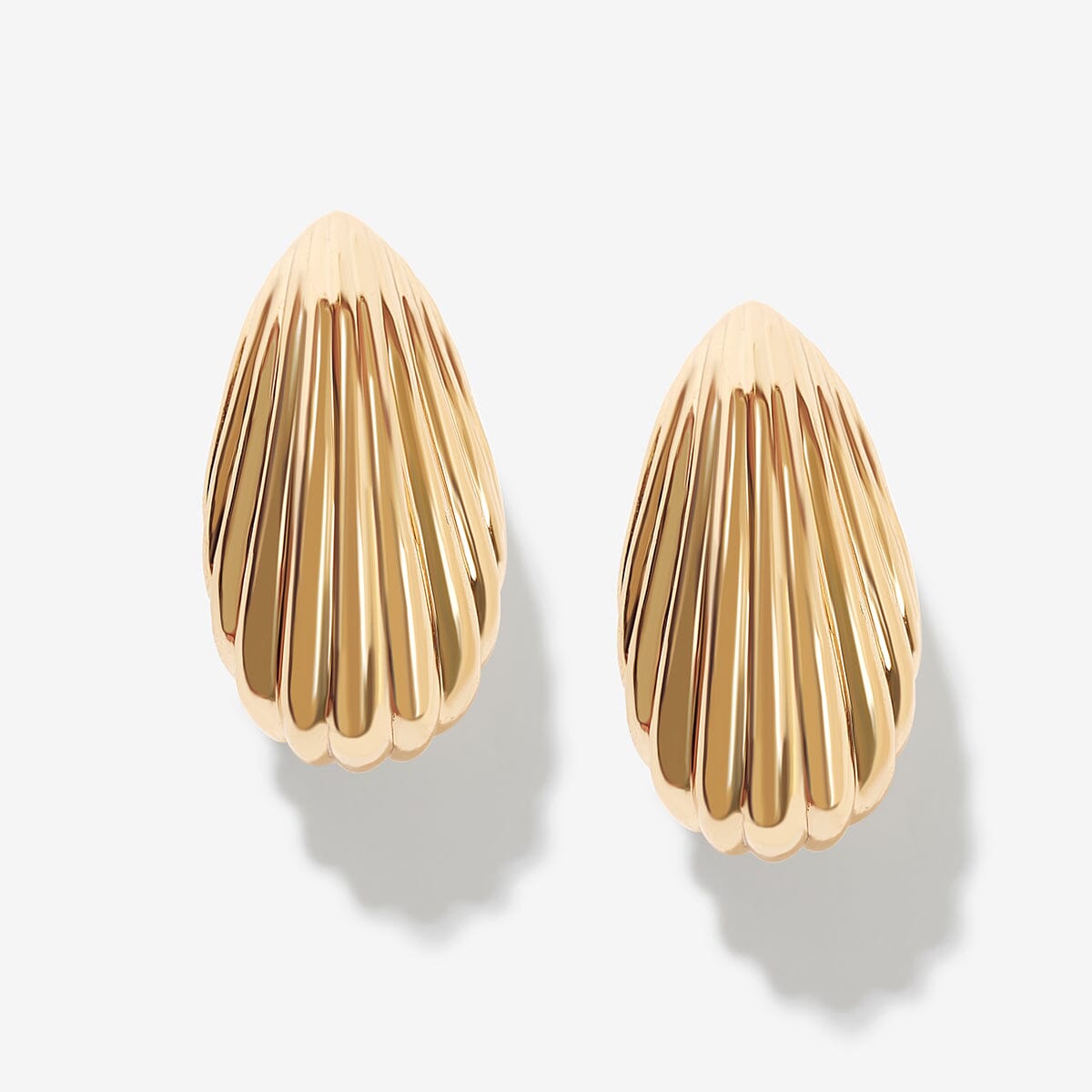 Aria - Gold Ribbed Earrings