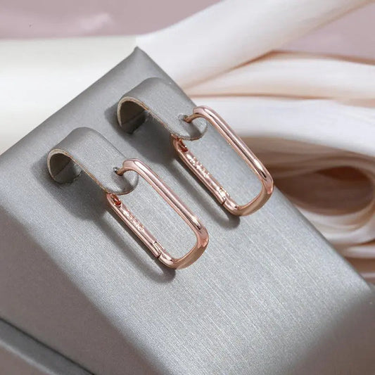 Simple Elegant Earrings with Zirconia in Gold