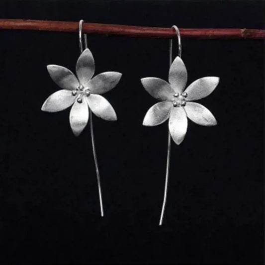 Silver-Plated Boho Flower Earrings