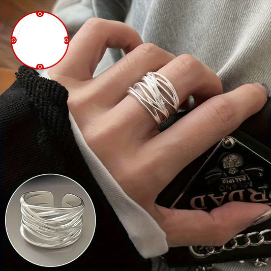 Selvie | Women's Adjustable Ring with Matte Finish | Silver