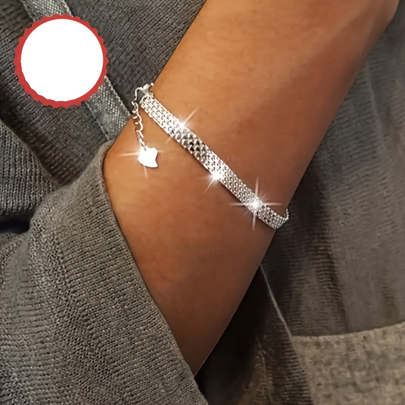 Auron | Unisex Sparkling Link Bracelet | Silver