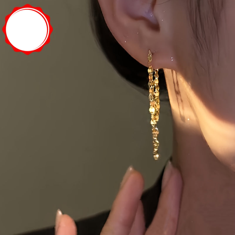 Nayla | Ladies elegant earrings with chain design | Silver