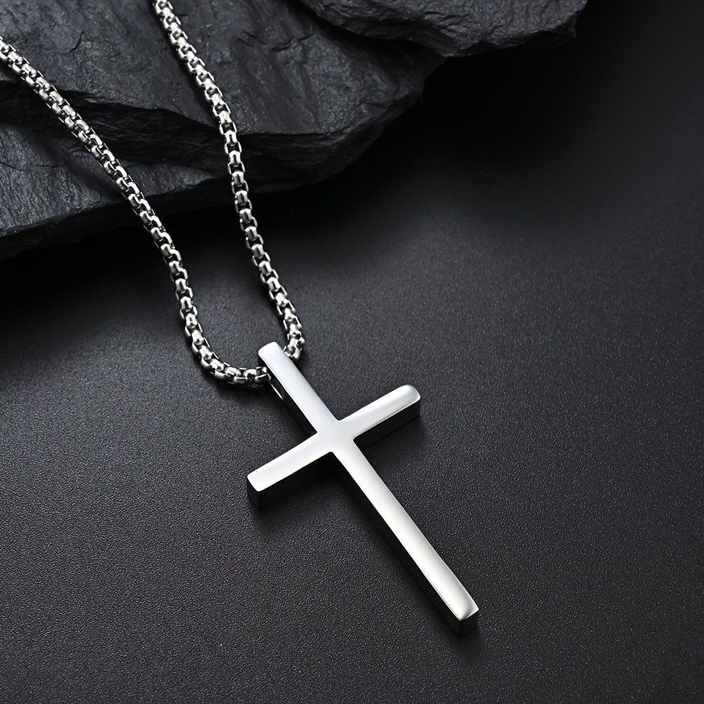 Cravello | Unisex Minimalist Cross Pendant Necklace | Silver