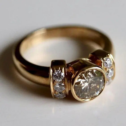 Forged golden shiny vintage ring