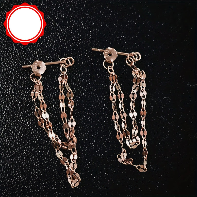 Nayla | Ladies elegant earrings with chain design | Silver
