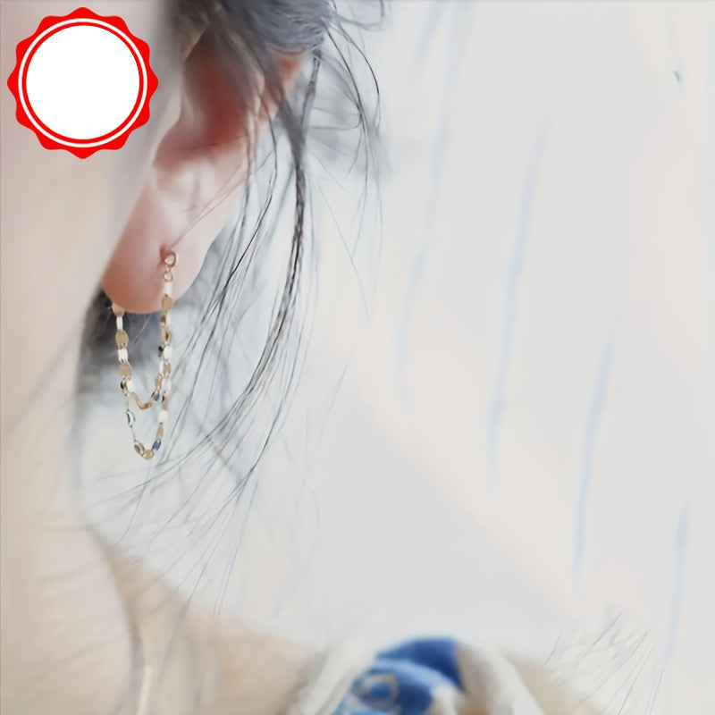 Nayla | Ladies elegant earrings with chain design | Silver