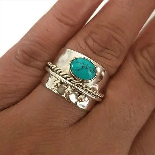 Turquoise wide band ring