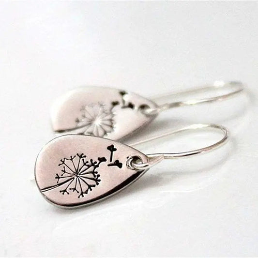 Vintage Dandelion Earrings in Silver