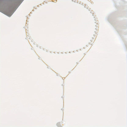 Celina | Women's elegant pearl necklace with tassels | White