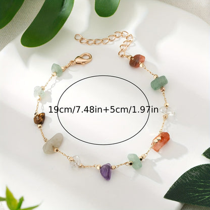 Calavina | Women's colorful ankle bracelet with natural stones | Colorful