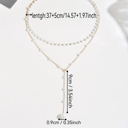 Celina | Women's elegant pearl necklace with tassels | White