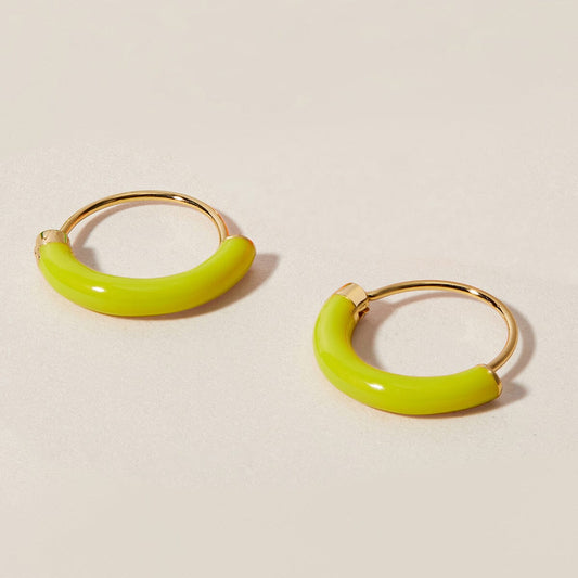 Amelia - Gold Hoop Earrings with Enamel