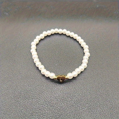 Alenora | Women's Personalized Pearl Bracelet with Initial Charm | Gold