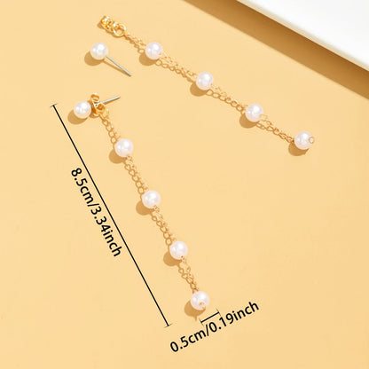 Florine | Women's elegant pearl earrings with tassels | White