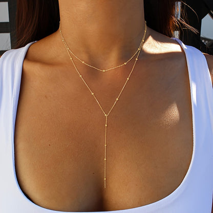 Mirena | Women's Elegant Layered Beaded Necklace | Gold