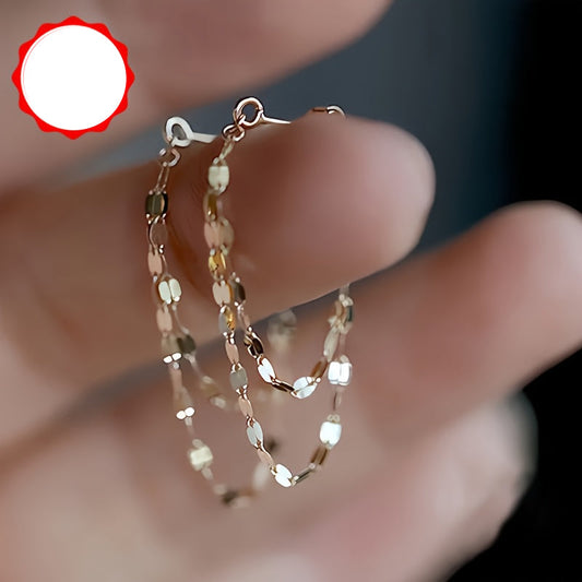Nayla | Ladies elegant earrings with chain design | Silver