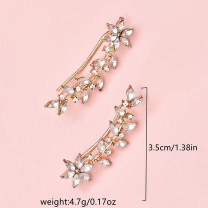 Floranya | Women's bohemian flower earrings with crystal accents | Gold