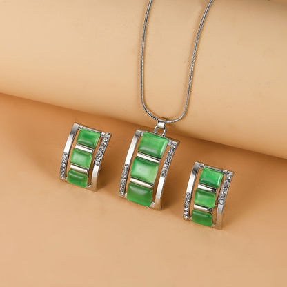 Roseliah | Women's elegant jewelry set with opal and rhinestones | Rose gold & White