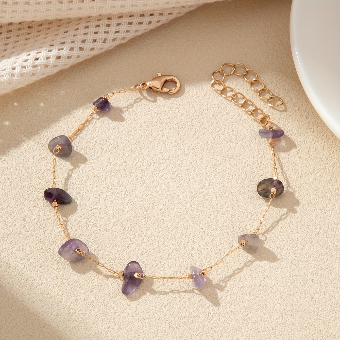 Calavina | Women's colorful ankle bracelet with natural stones | Colorful