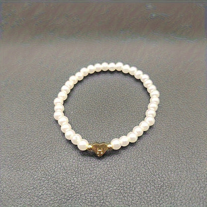 Alenora | Women's Personalized Pearl Bracelet with Initial Charm | Gold