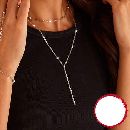 Liora | Women's elegant boho necklace with cross pendant | Silver