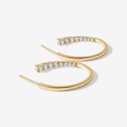 Adele - Gold Hoop Earrings with Rhinestones