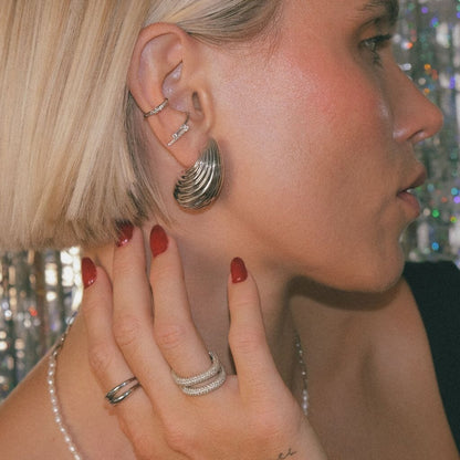 Aria - Gold Ribbed Earrings