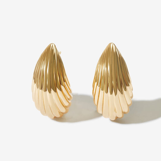 Aria - Gold Ribbed Earrings