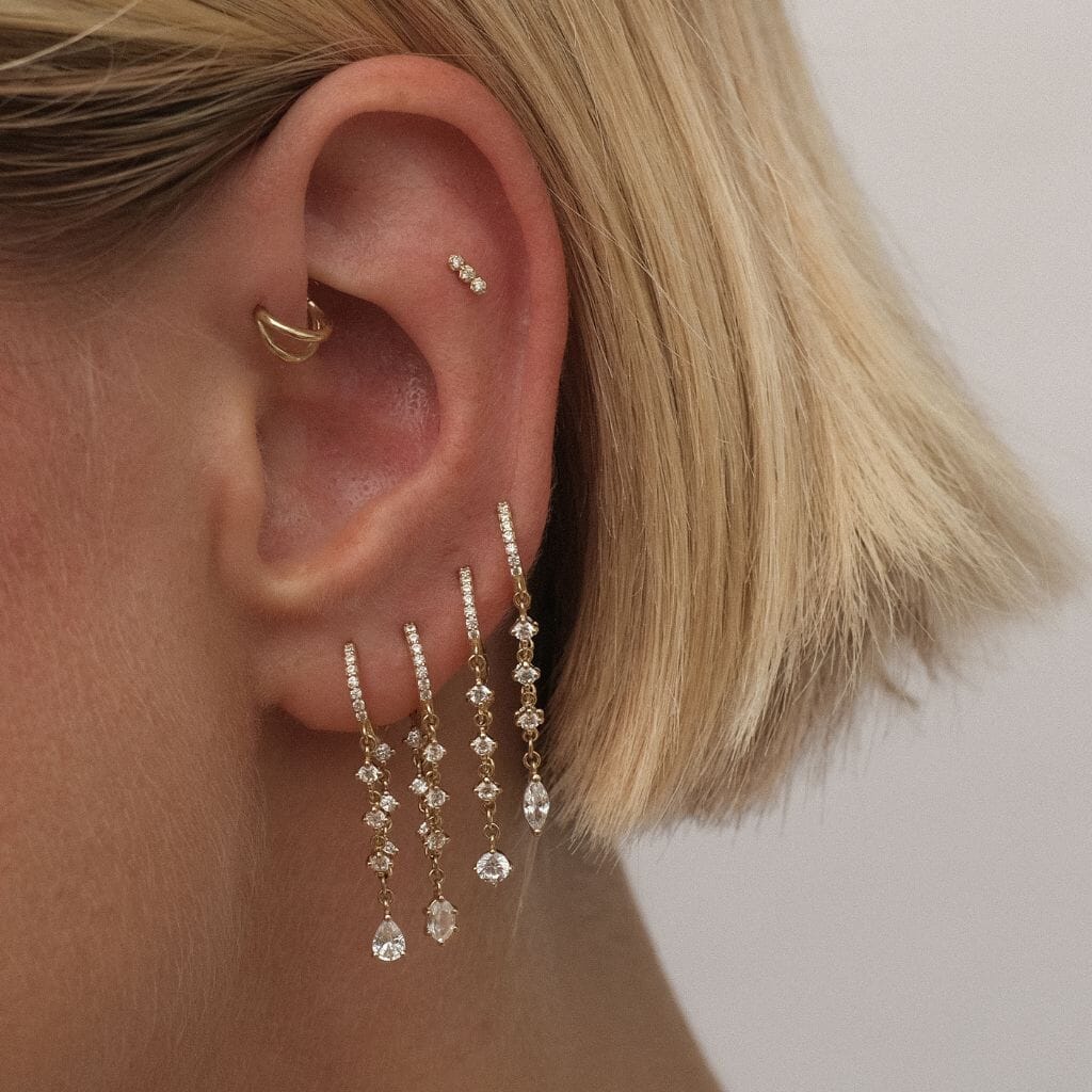 Diana - Gold Earring with Rhinestone Pendant