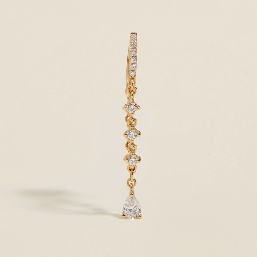 Diana - Gold Earring with Rhinestone Pendant