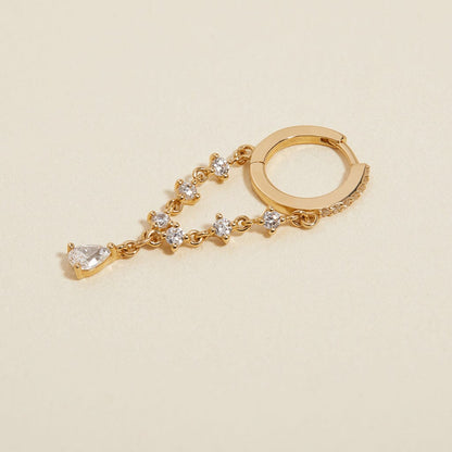 Diana - Gold Earring with Rhinestone Pendant