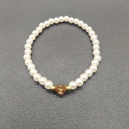 Alenora | Women's Personalized Pearl Bracelet with Initial Charm | Gold