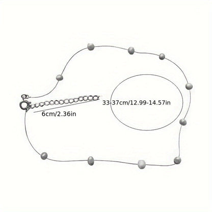 Lunelle | Women's minimalist pearl necklace with invisible thread | White