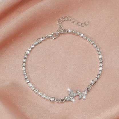 Lunivelle | Women's Sparkling Butterfly Bracelet with Rhinestones | Silver