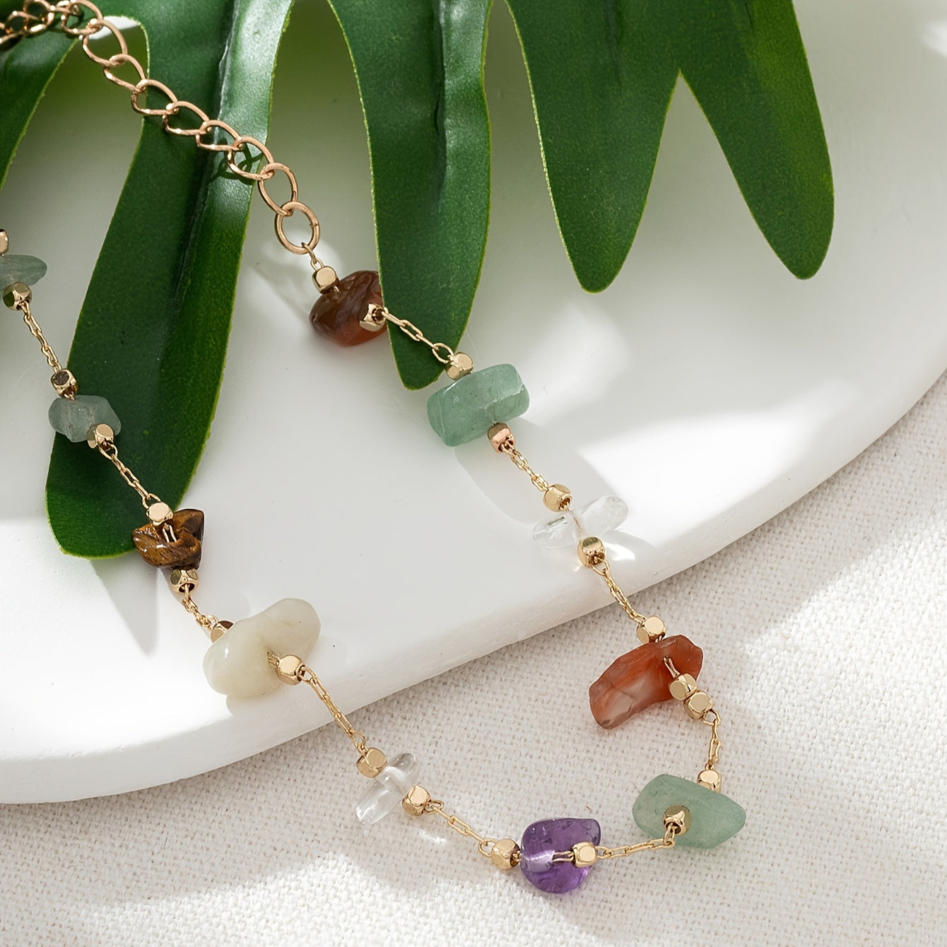 Calavina | Women's colorful ankle bracelet with natural stones | Colorful