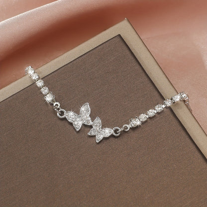 Lunivelle | Women's Sparkling Butterfly Bracelet with Rhinestones | Silver