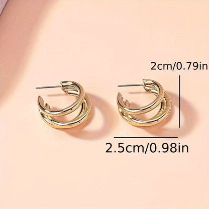 Caliora | Women's Elegant Layered Earrings with Rhinestones | Gold